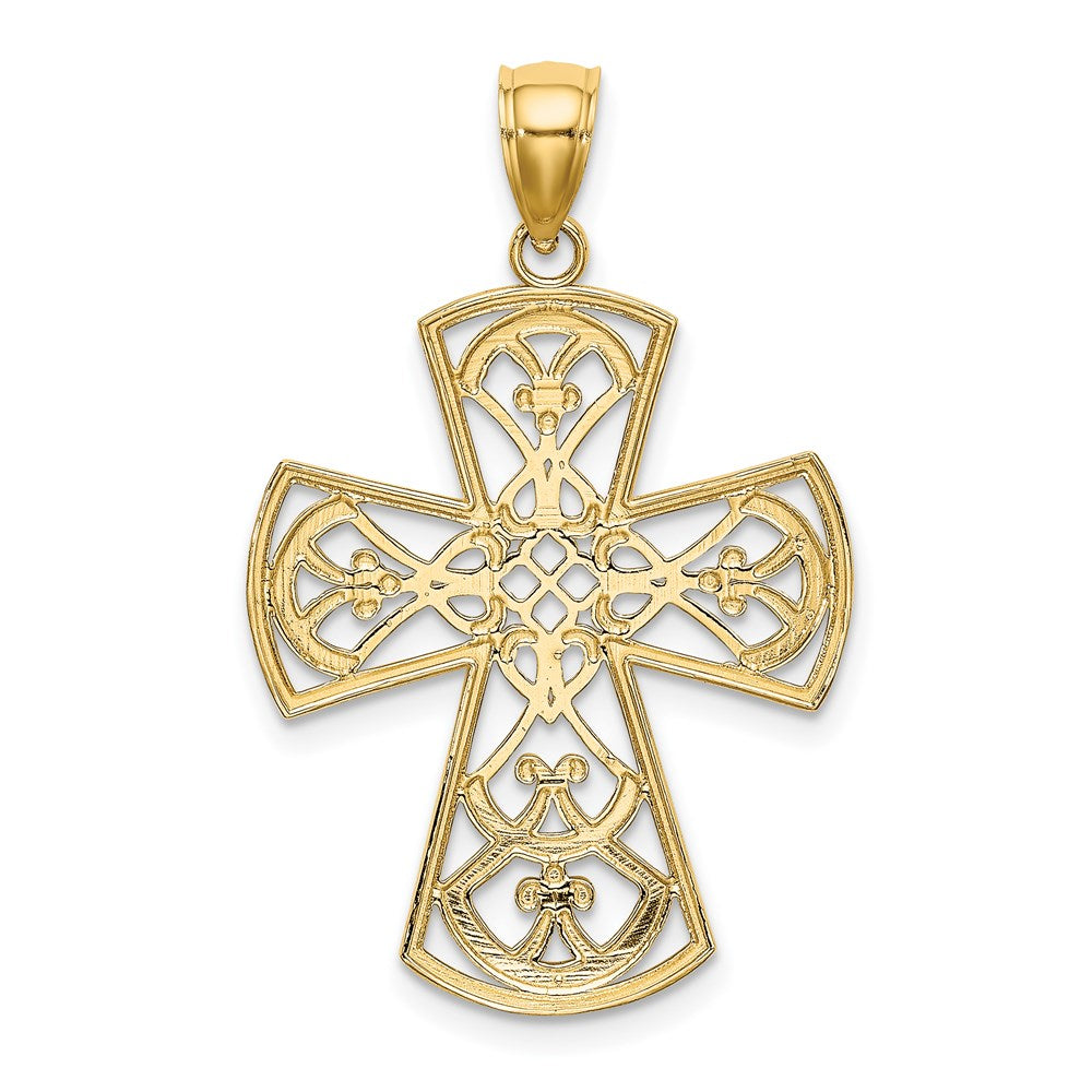14k Yellow Gold Filigree Cross Charm