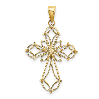 14k Yellow Gold Cut-Out Shapes Fancy Cross Charm