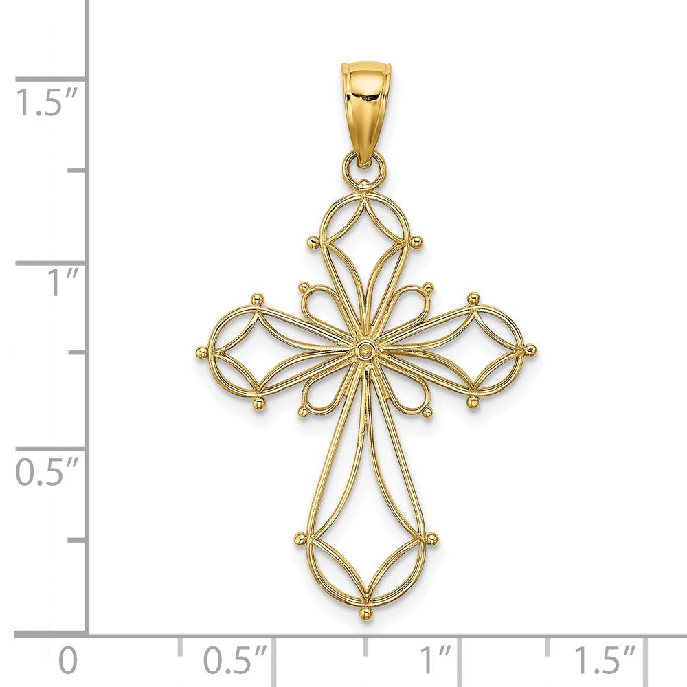 14k Yellow Gold Cut-Out Shapes Fancy Cross Charm