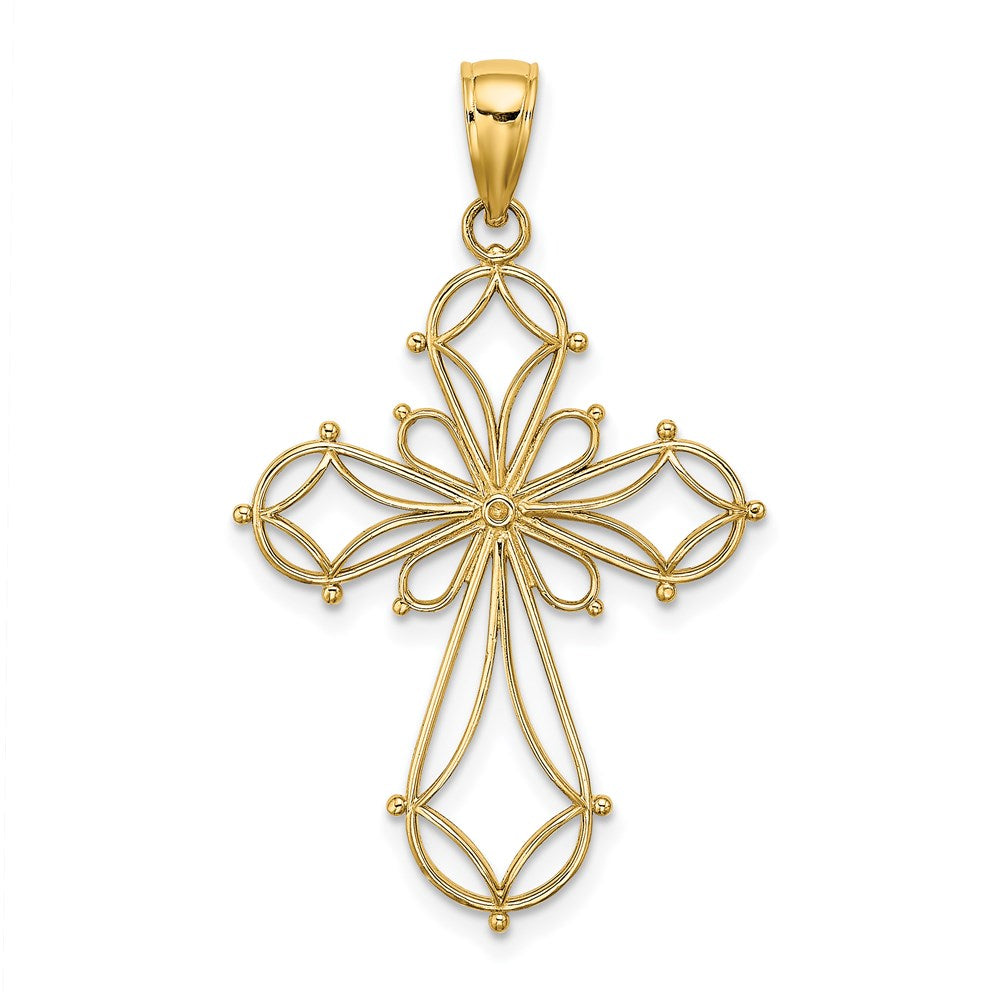 14k Yellow Gold Cut-Out Shapes Fancy Cross Charm