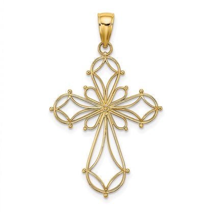 14k Yellow Gold Cut-Out Shapes Fancy Cross Charm