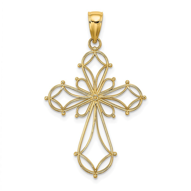 14k Yellow Gold Cut-Out Shapes Fancy Cross Charm
