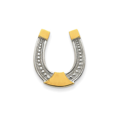 14k Yellow & Rhodium Gold & Rhodium Polished Horseshoe Slide
