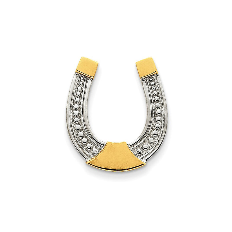 14k Yellow & Rhodium Gold & Rhodium Polished Horseshoe Slide