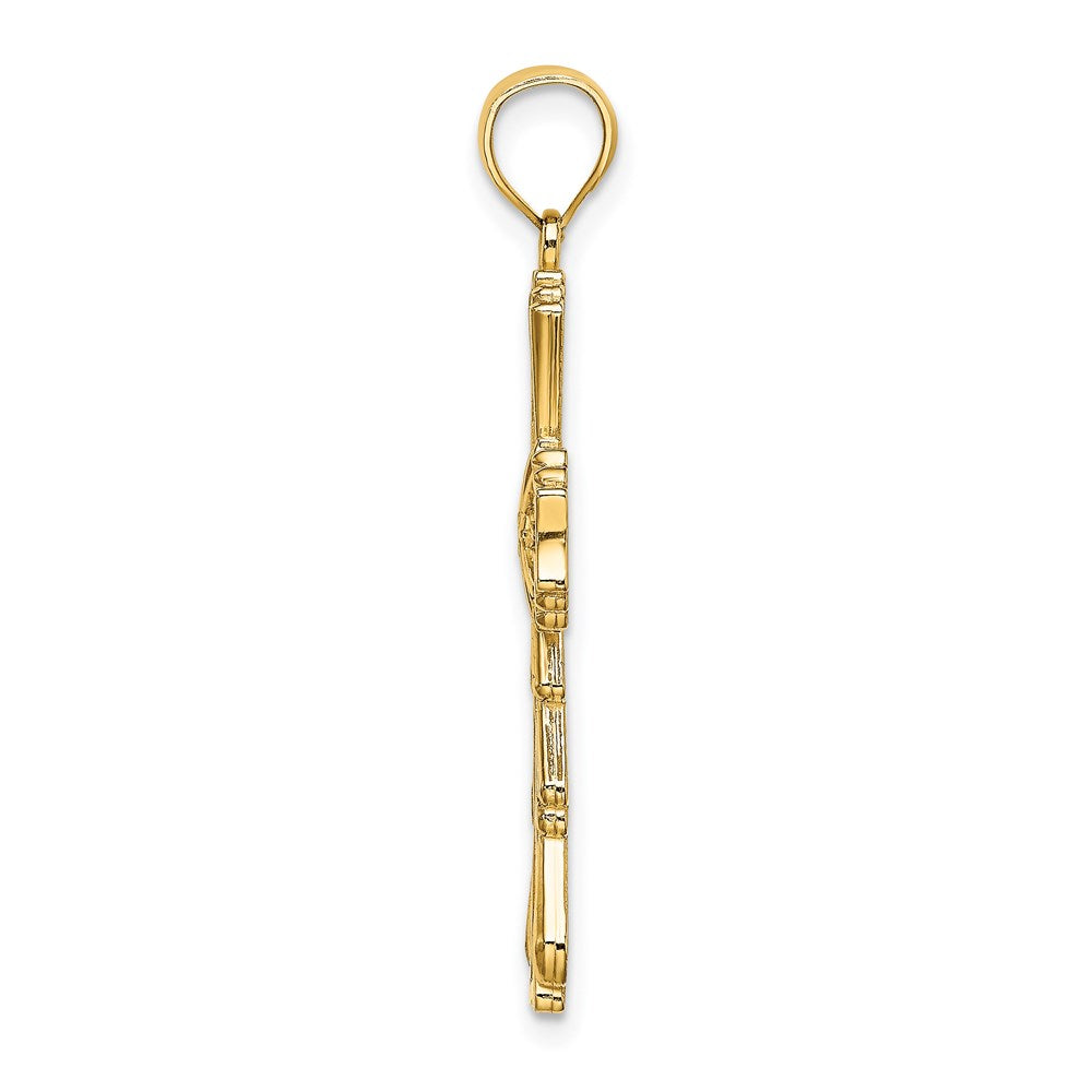 14k Yellow Gold Cut-Out w/ Teardrop Sides Cross Charm