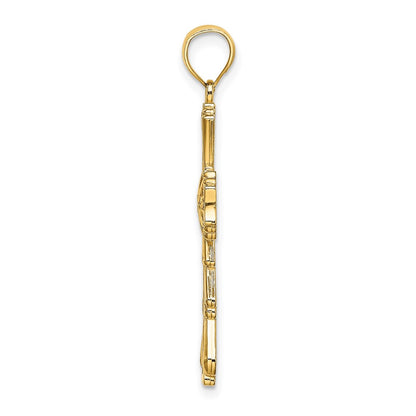 14k Yellow Gold Cut-Out w/ Teardrop Sides Cross Charm