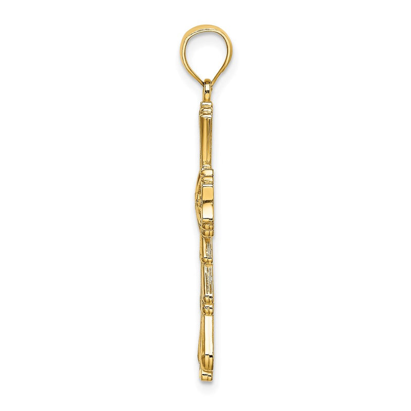 14k Yellow Gold Cut-Out w/ Teardrop Sides Cross Charm