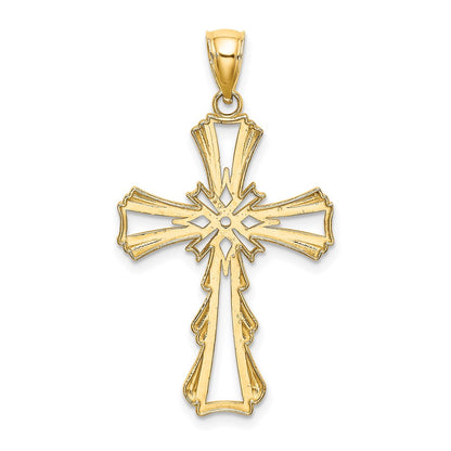14k Yellow Gold Cut-Out w/ Teardrop Sides Cross Charm