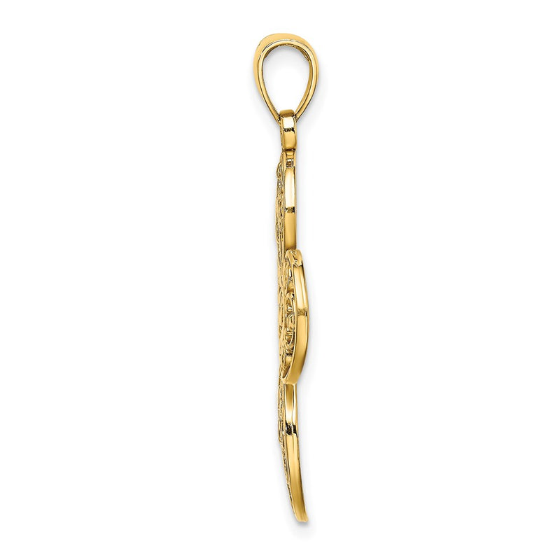 14k Yellow Gold Cut-Out w/ Rounded Tips Filigree Cross Charm