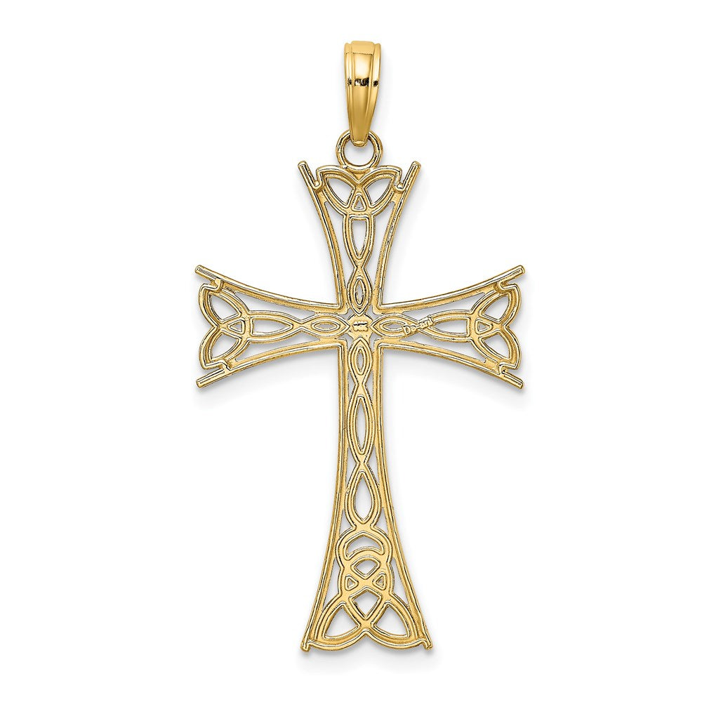 14k Yellow Gold Polished Celtic Knot Cross Charm