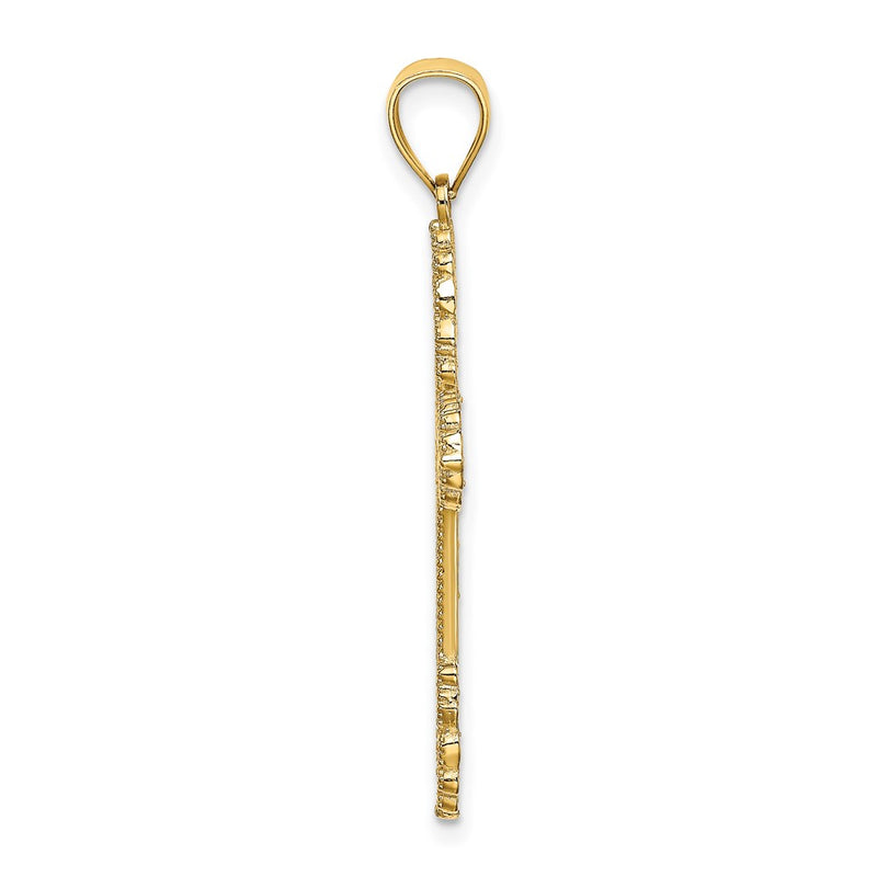 14k Yellow Gold Beaded Cross Charm