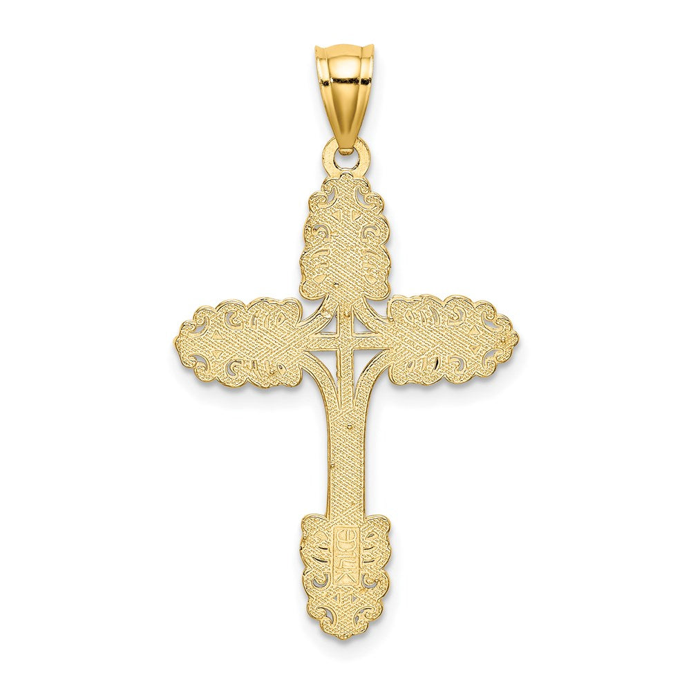 14k Yellow Gold Beaded Cross Charm