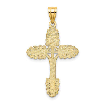 14k Yellow Gold Beaded Cross Charm