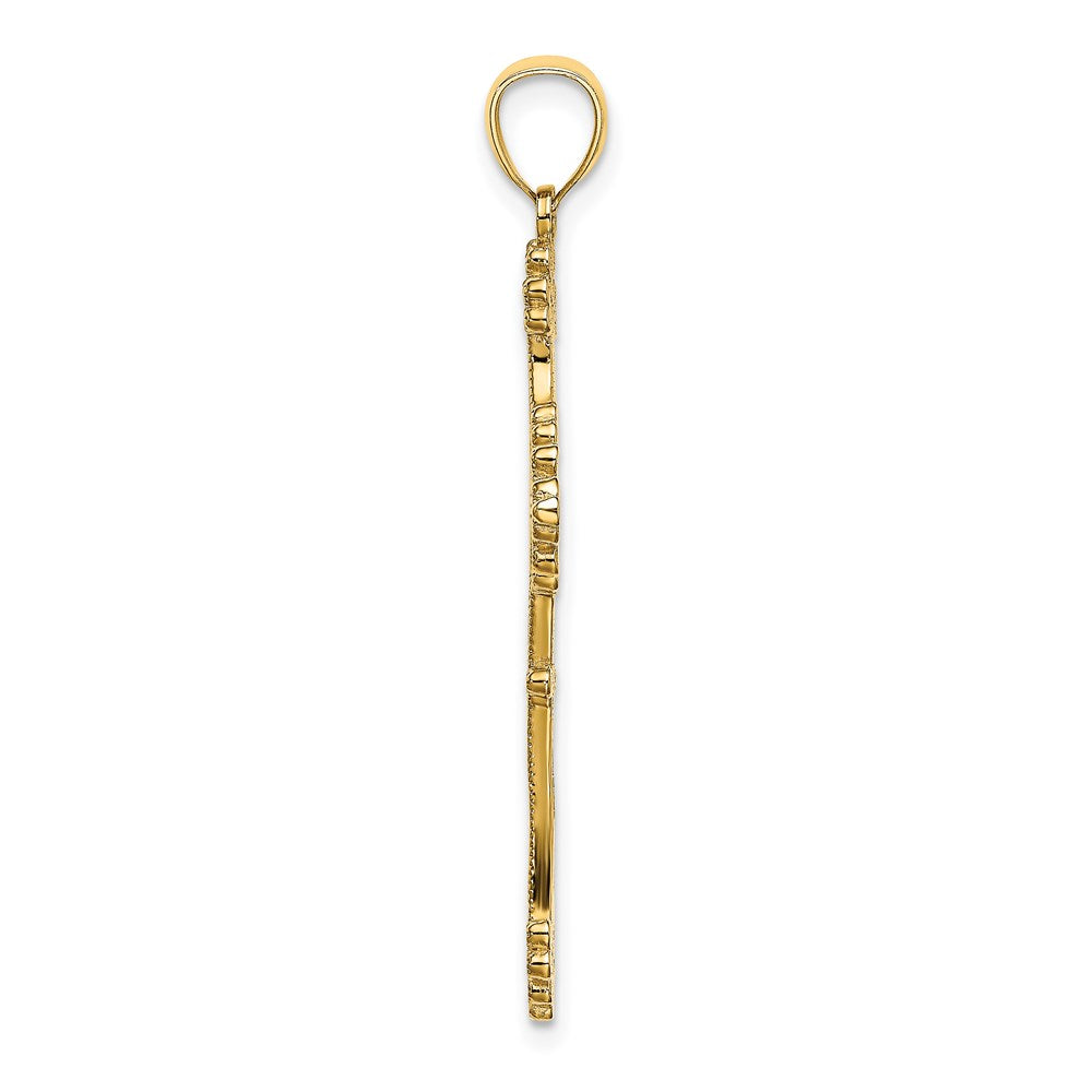14k Yellow Gold Beaded Fancy Cross Charm
