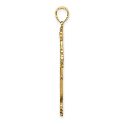14k Yellow Gold Beaded Fancy Cross Charm
