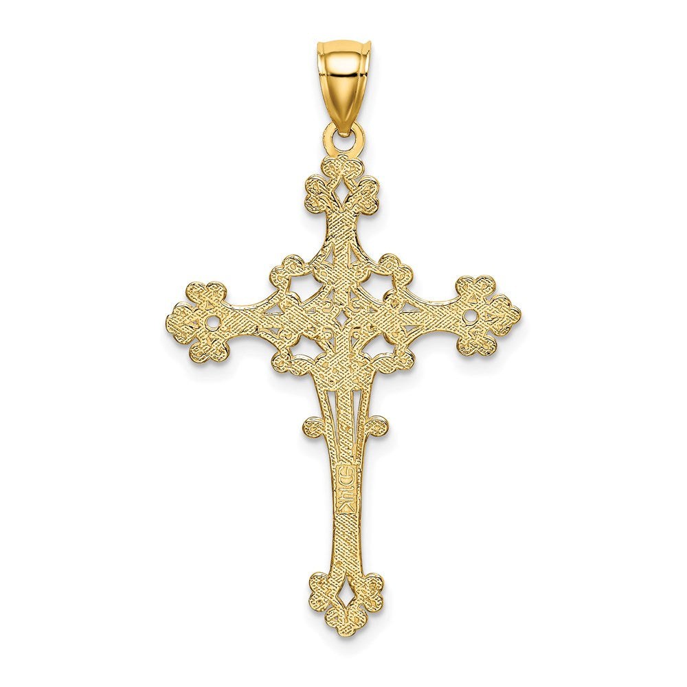 14k Yellow Gold Beaded Fancy Cross Charm