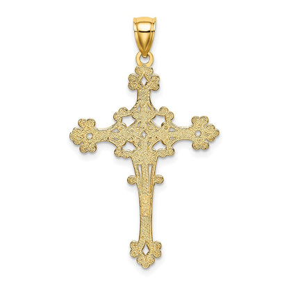 14k Yellow Gold Beaded Fancy Cross Charm