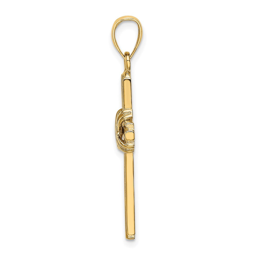 14k Yellow Gold Beaded Center Design Cross Charm
