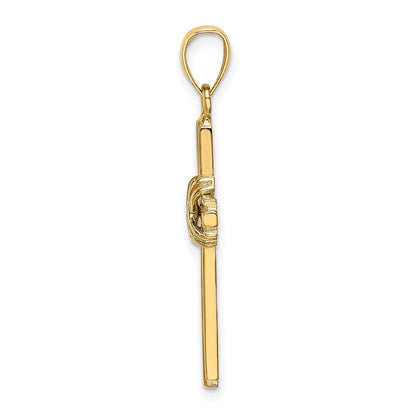 14k Yellow Gold Beaded Center Design Cross Charm