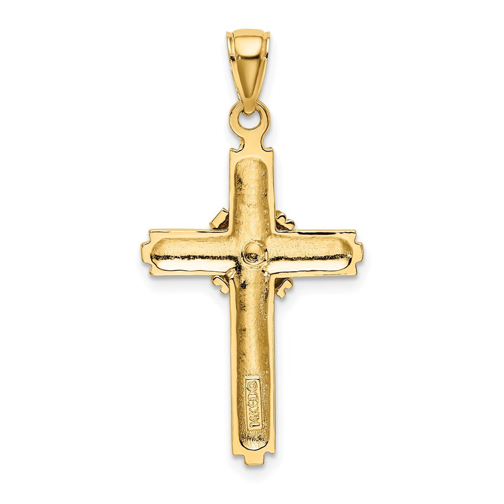 14k Yellow Gold Beaded Center Design Cross Charm