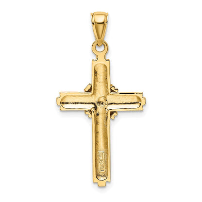 14k Yellow Gold Beaded Center Design Cross Charm