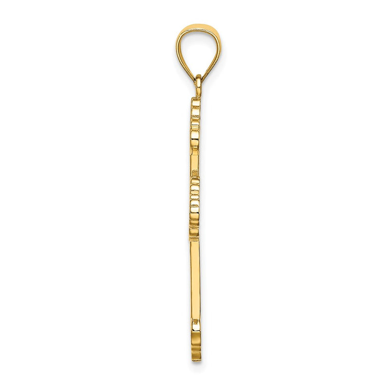 14k Yellow Gold Flower Center Scroll Cross Charm