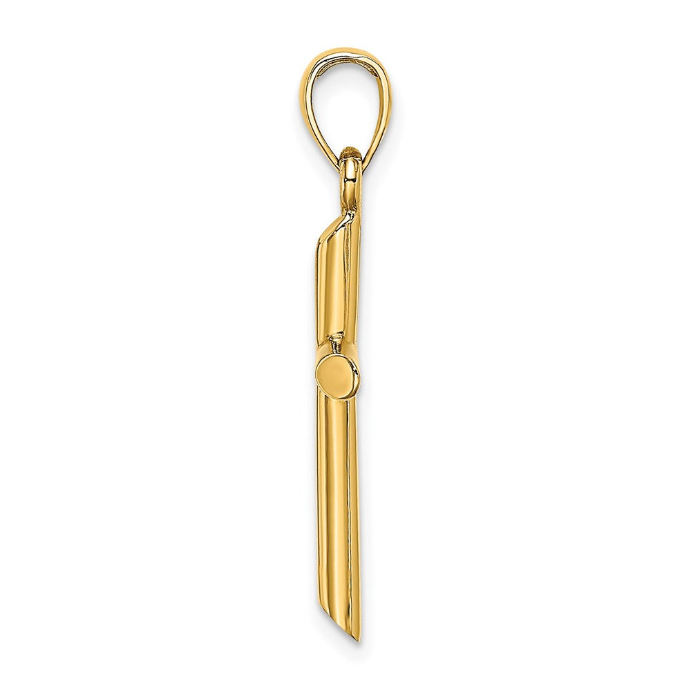 14k Yellow Gold Polished Cylinder Cross Charm