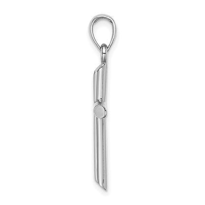 14k White Gold Polished Cylinder Cross Charm