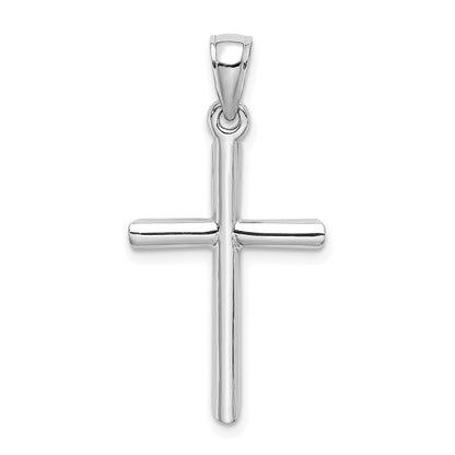 14k White Gold Polished Cylinder Cross Charm