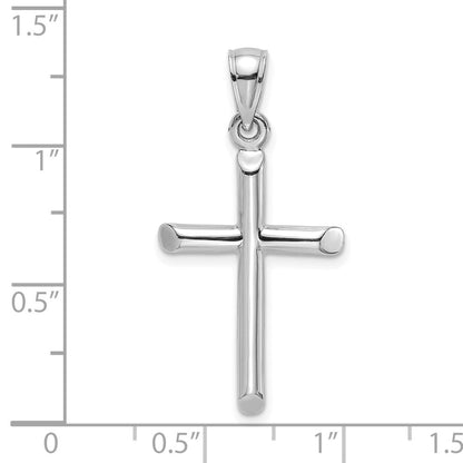 14k White Gold Polished Cylinder Cross Charm