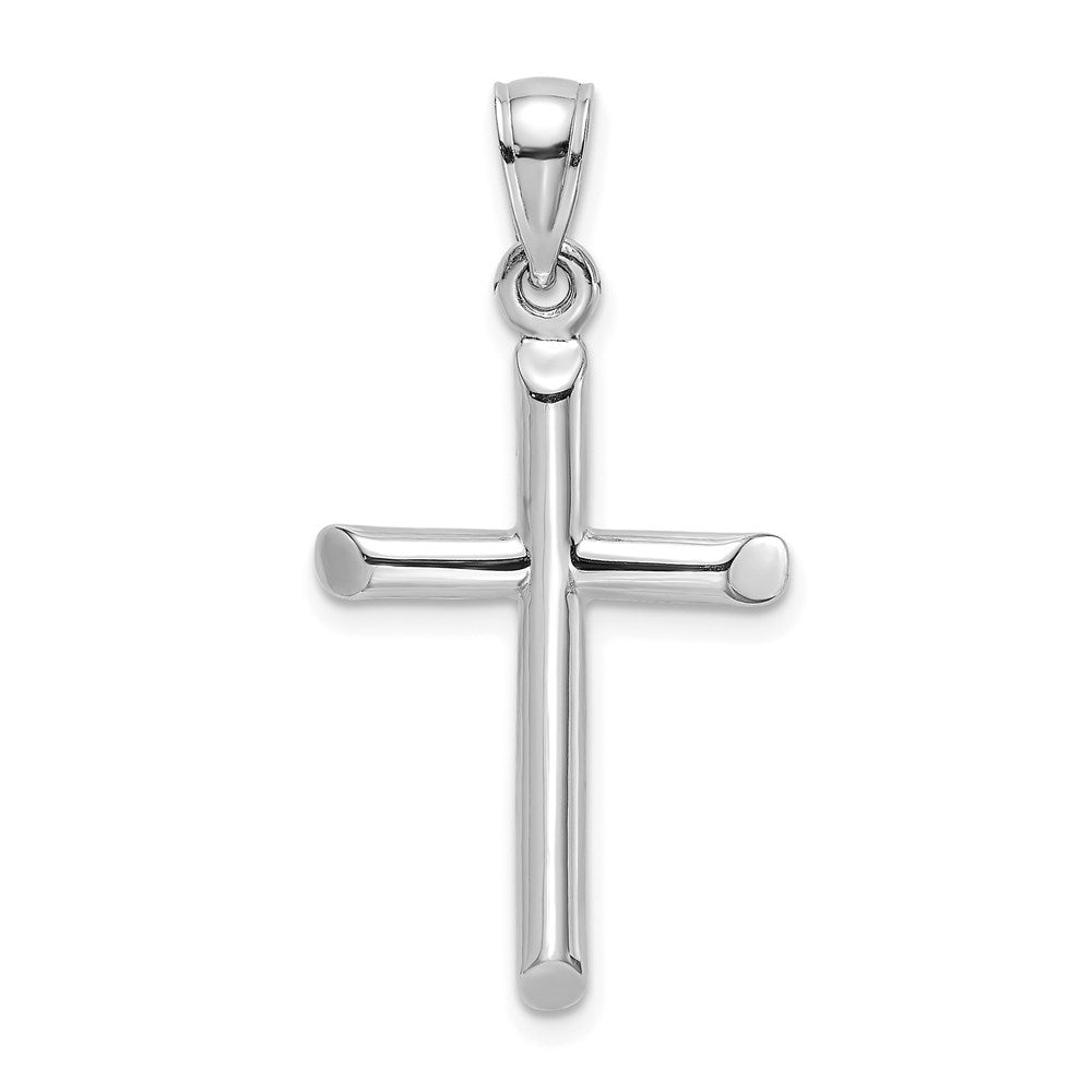 14k White Gold Polished Cylinder Cross Charm