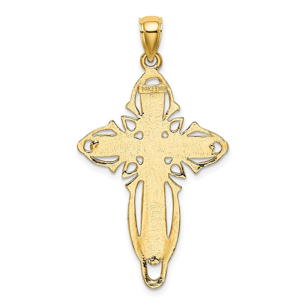 14k Yellow Gold Polished and Textured Cross
