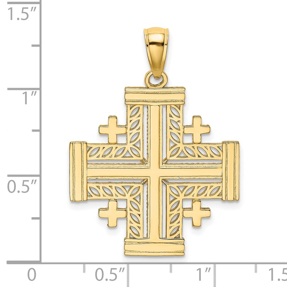 14k Yellow Gold Cut-Out Jerusalem Cross Charm