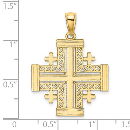 14k Yellow Gold Cut-Out Jerusalem Cross Charm