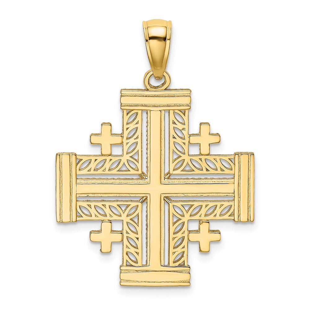 14k Yellow Gold Cut-Out Jerusalem Cross Charm