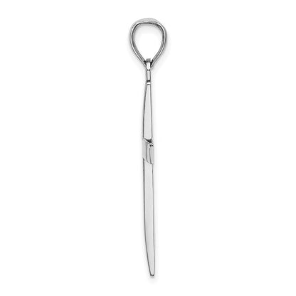 14k White Gold Polished Beveled Cross Charm