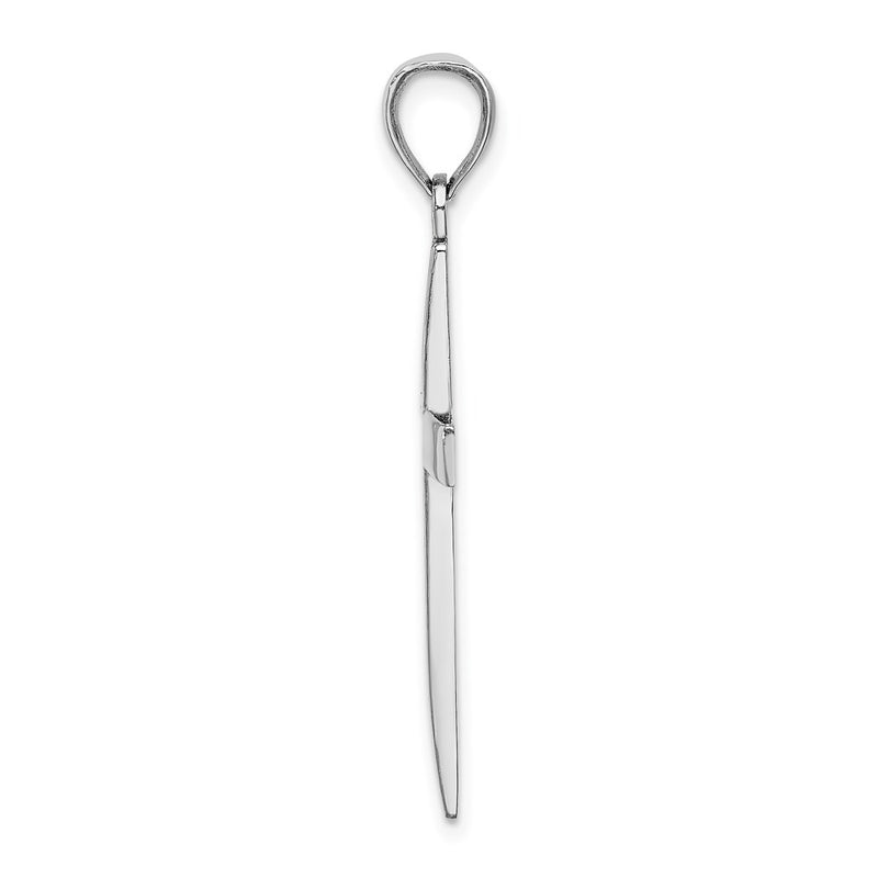 14k White Gold Polished Beveled Cross Charm