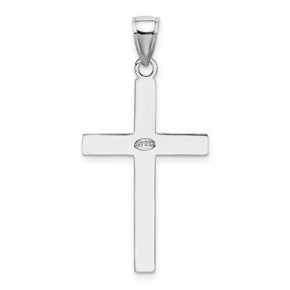 14k White Gold Polished Beveled Cross Charm