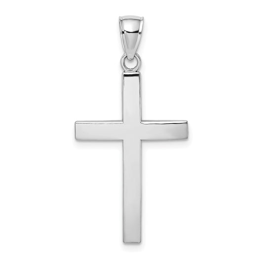 14k White Gold Polished Beveled Cross Charm