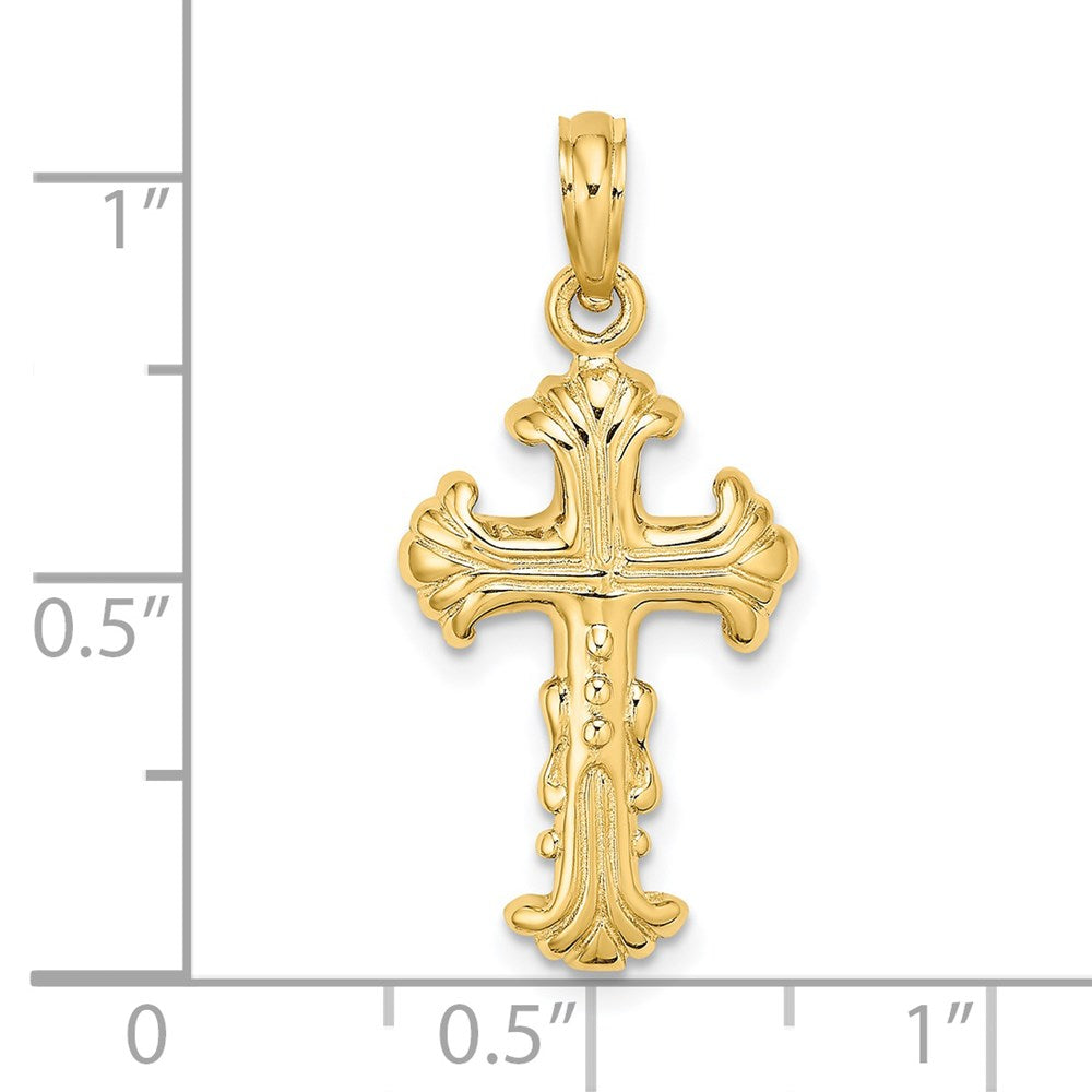 14k Yellow Gold Polished and Textured Cross Charm