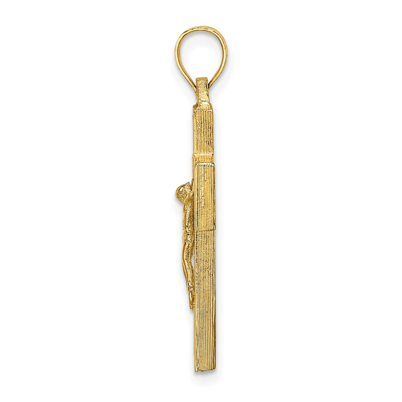 14k Yellow Gold Textured Crucifix w/ Frame Charm