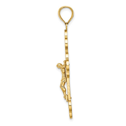 14k Yellow Gold Crucifix W/ Budded Tips Charm