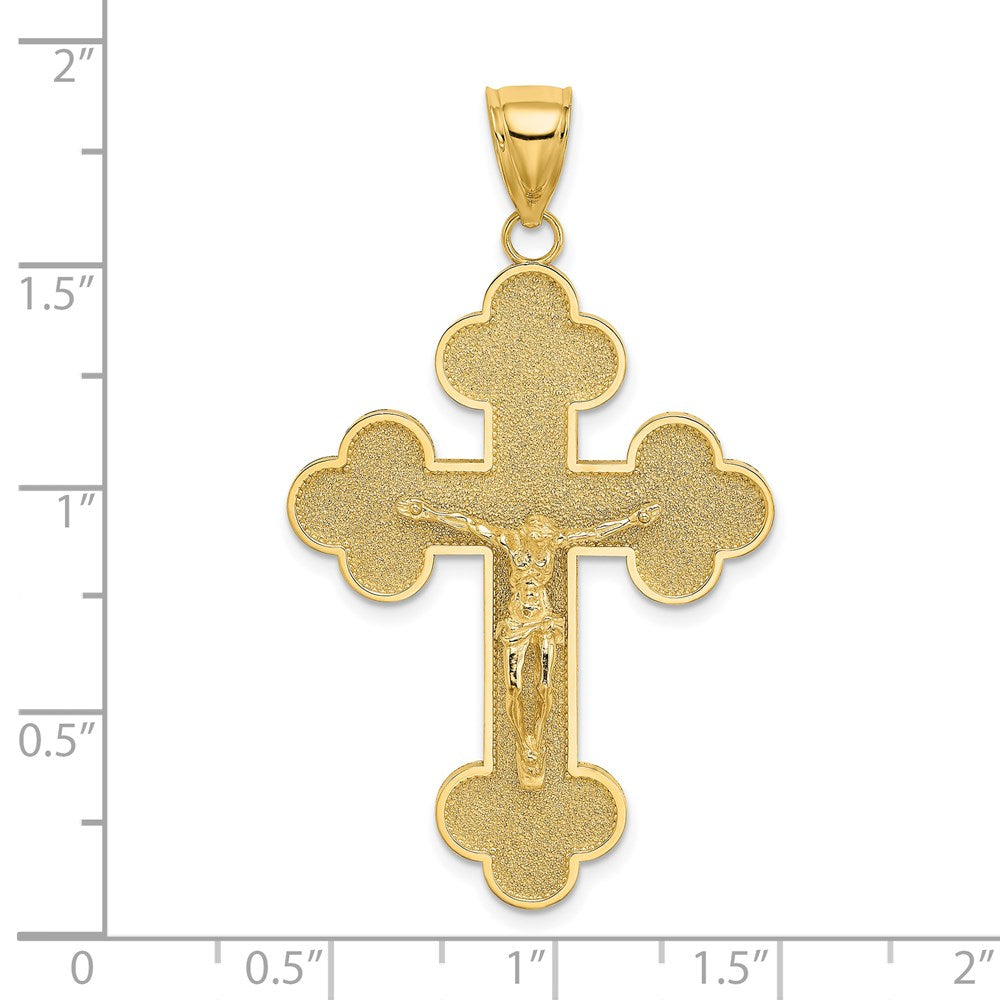 14k Yellow Gold Crucifix W/ Budded Tips Charm