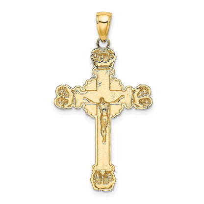 14k Yellow Gold Crucifix W/ Sunburst Charm