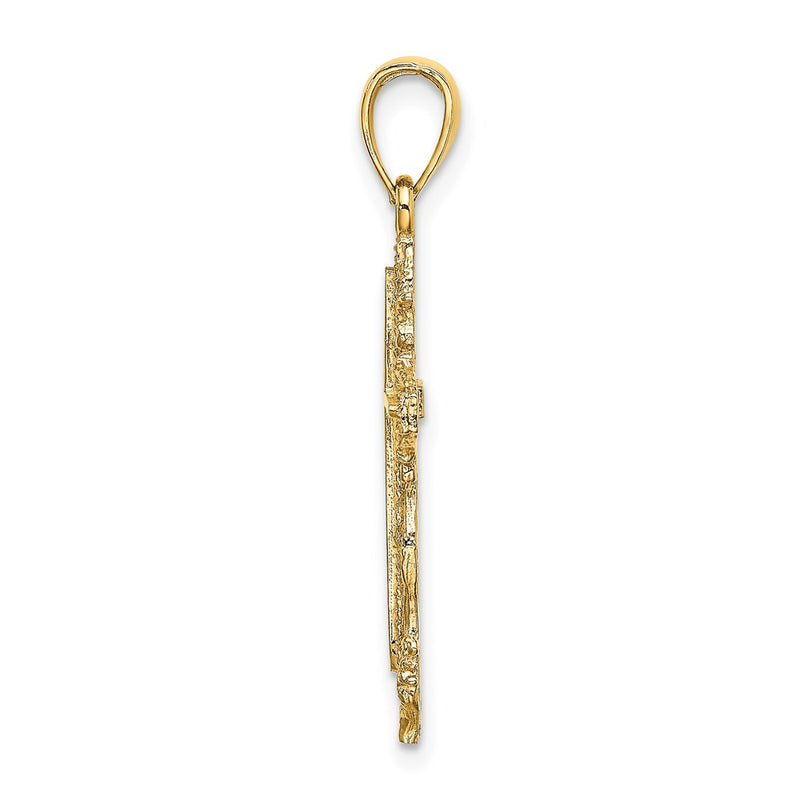 14k Yellow Gold Cross w/ Lace Trim Charm