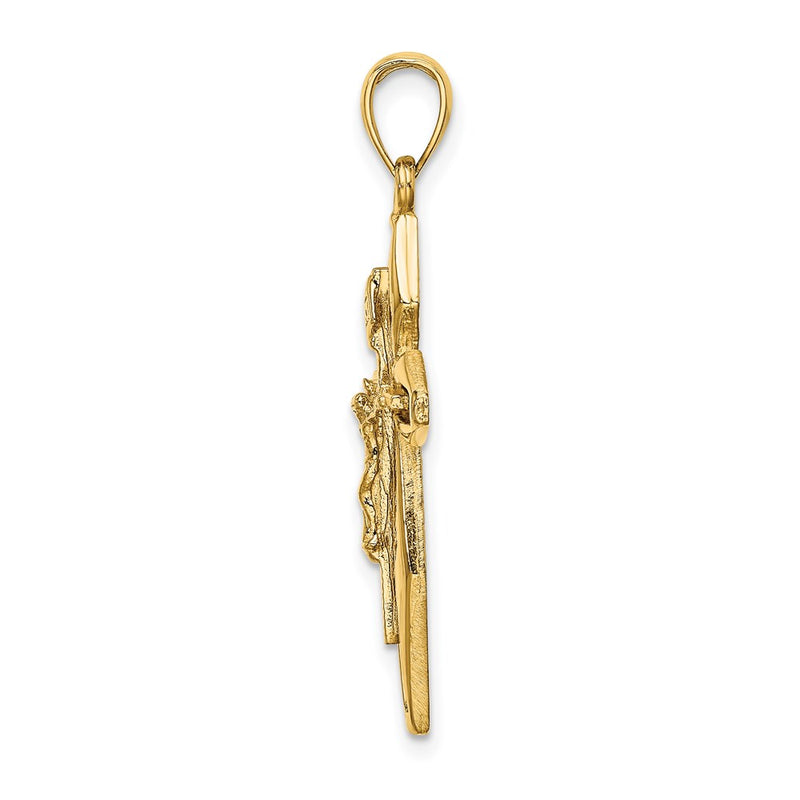 14k Yellow Gold Polished Crucifix Charm