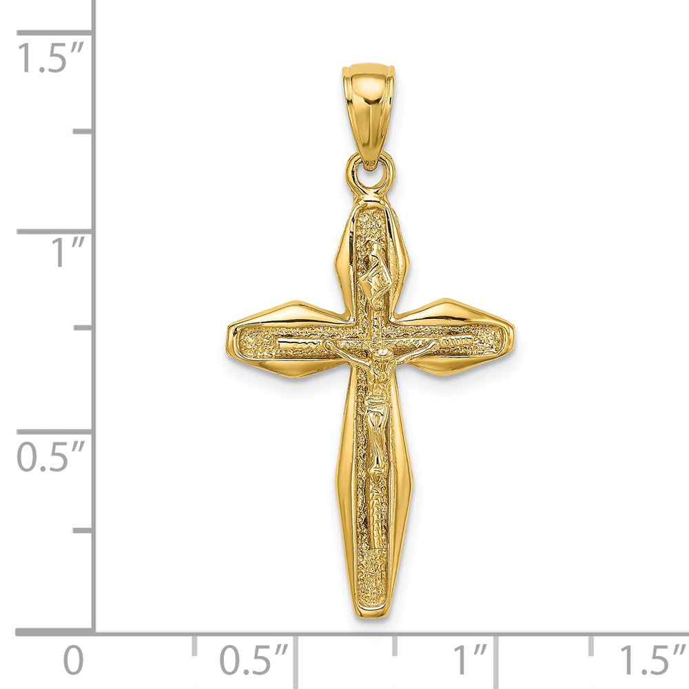 14k Yellow Gold Polished Crucifix Charm