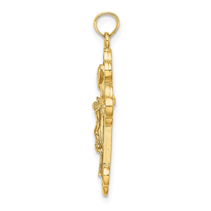 14k Yellow Gold Crucifix W/ Budded Tips Charm