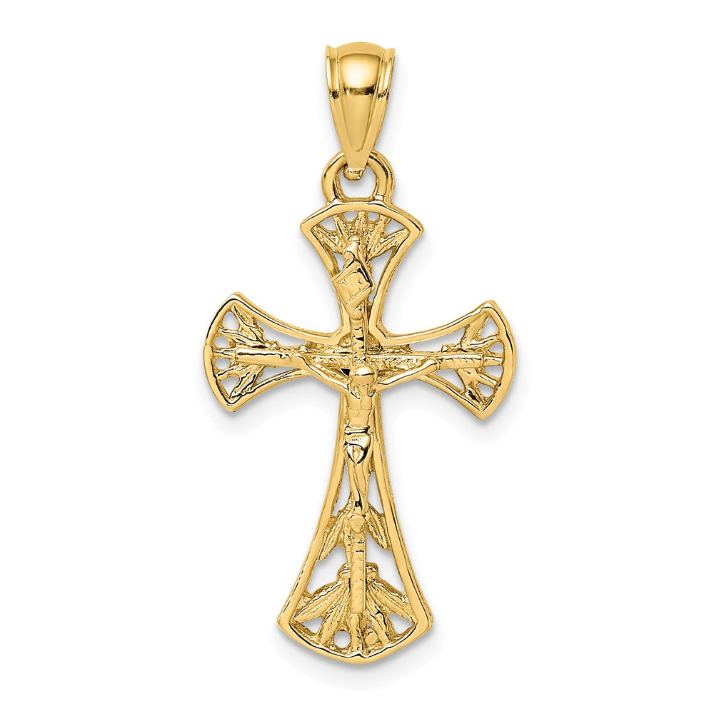 14k Yellow Gold Crucifix Charm