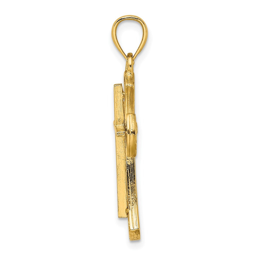 14k Yellow Gold Cut-Out w/ Round Edges Cross Charm